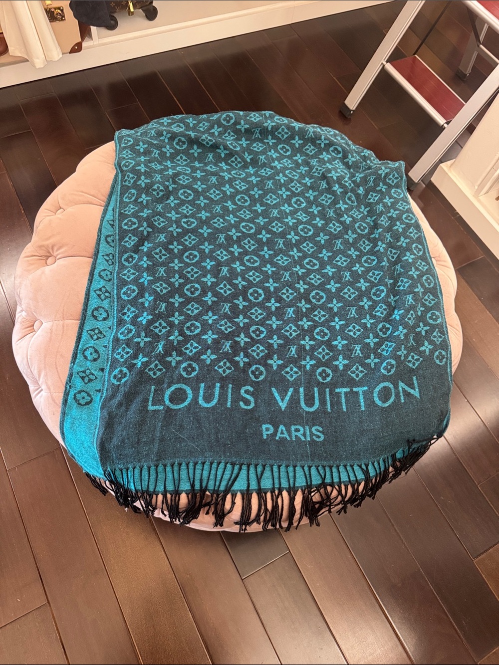 Louis Vuitton Turquoise Monogram baby cashmere scarf 66 inx25 inches
